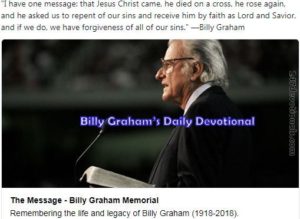 Billy Graham’s Daily 9 March 2018 Devotional