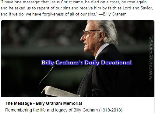 Devotional God of Order By Billy Graham March 13