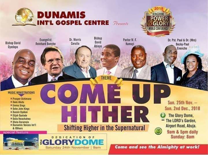Dunamis Church Dedication of Glory Dome on Nov 24th in Abuja