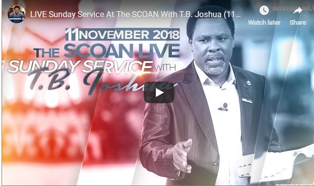 T.B. JOSHUA SCOAN LIVE Sunday Service Nov 4 2018