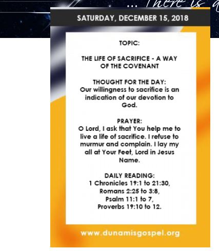  DECEMBER 2018 EDITION OF THE SEEDS OF DESTINY DAILY DEVOTIONAL 