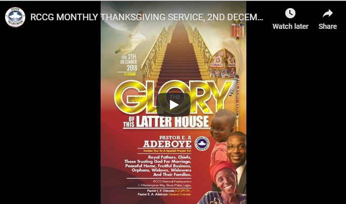 RCCG MONTHLY THANKSGIVING SERVICE 2ND DECEMBER 2018