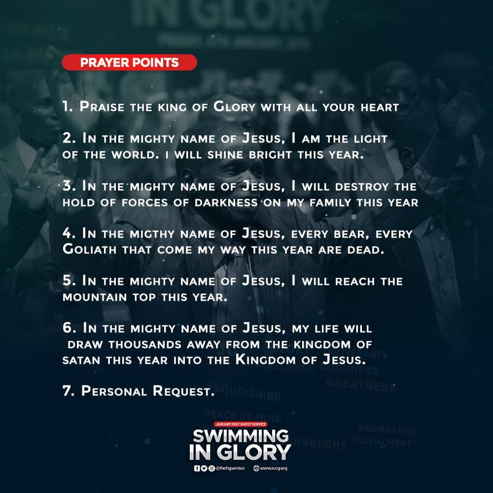 Prayer points from RCCG January 2019 Holy Ghost Service 