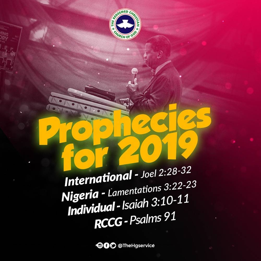 RCCG Prophecies for 2019 E.A. Adeboye
