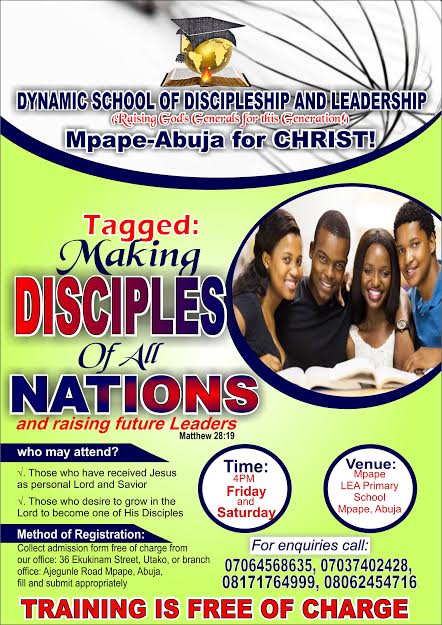  SCHOOL OF DISCIPLESHIP AND LEADERSHIP