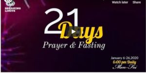 Winners 2020 Fasting 21 Days prayer points